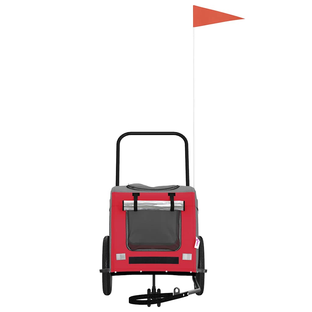 Vidaxxl remorque à vélo pour animaux de compagnie rouge et gris 124,5 x 63,5 x 53 cm