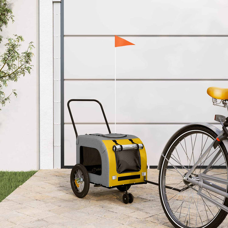 VidaXL remorque à vélo pour animaux de compagnie jaune et gris 125 x 53 x 54 cm