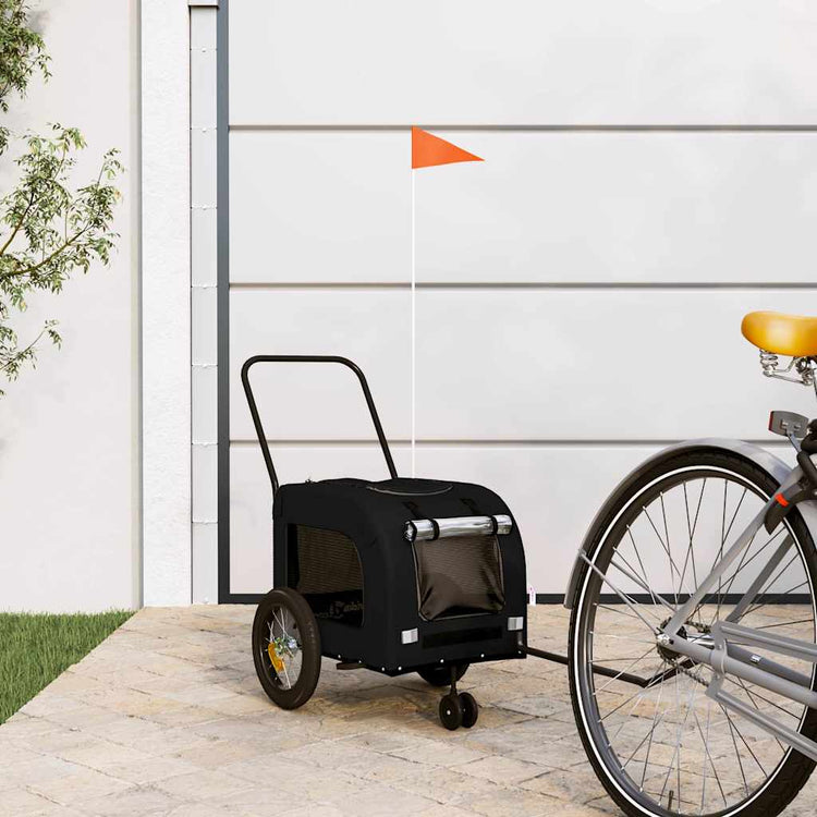 Vidaxxl remorque à vélo pour animaux avec rangement noir 124,5 x 63,5 x 53 cm