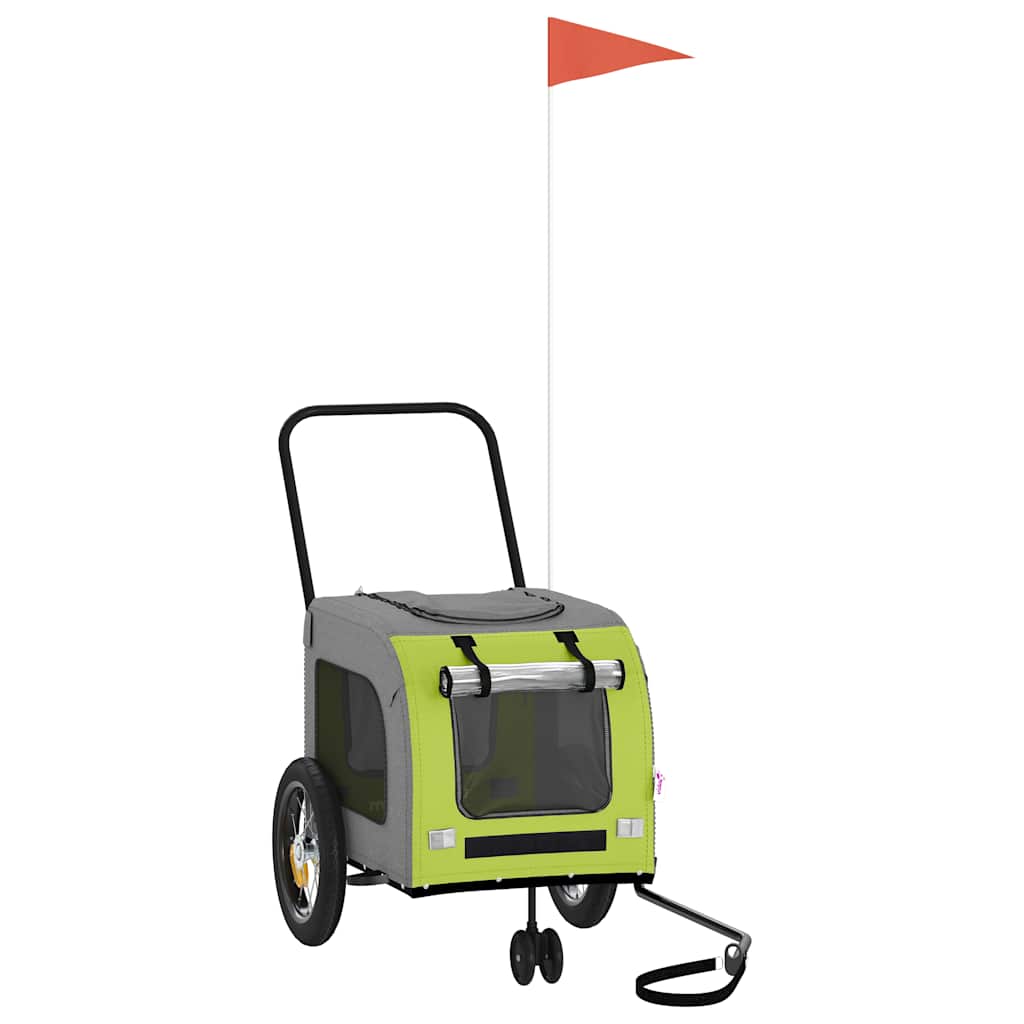 Vidaxxl remorque à vélo pour animaux de compagnie vert et rouge 124,5 x 63,5 x 53 cm
