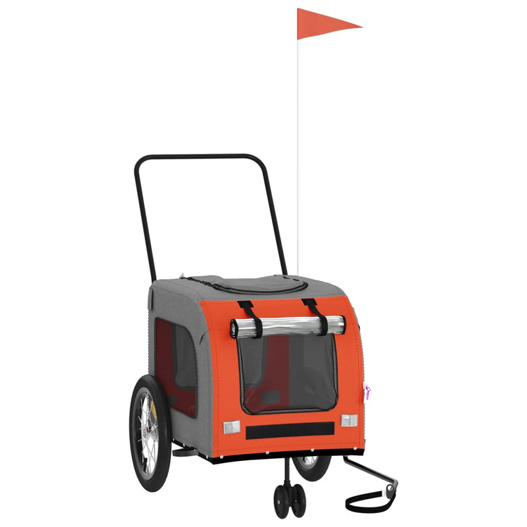 Vidaxl Dog Bike Trailer Oxford Fabric et Iron Orange and Gray