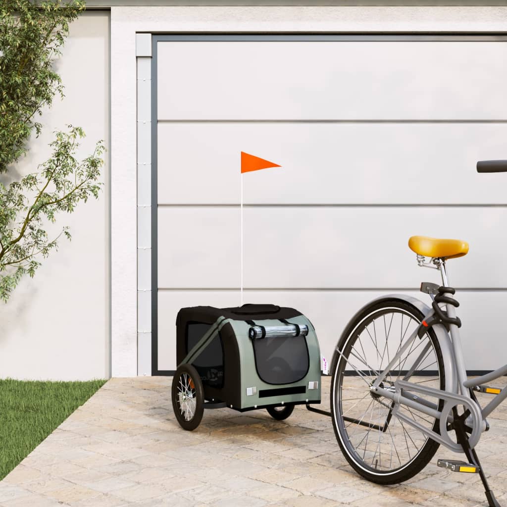 VidaXL remorque vélo pour chien tissu oxford et fer noir et gris