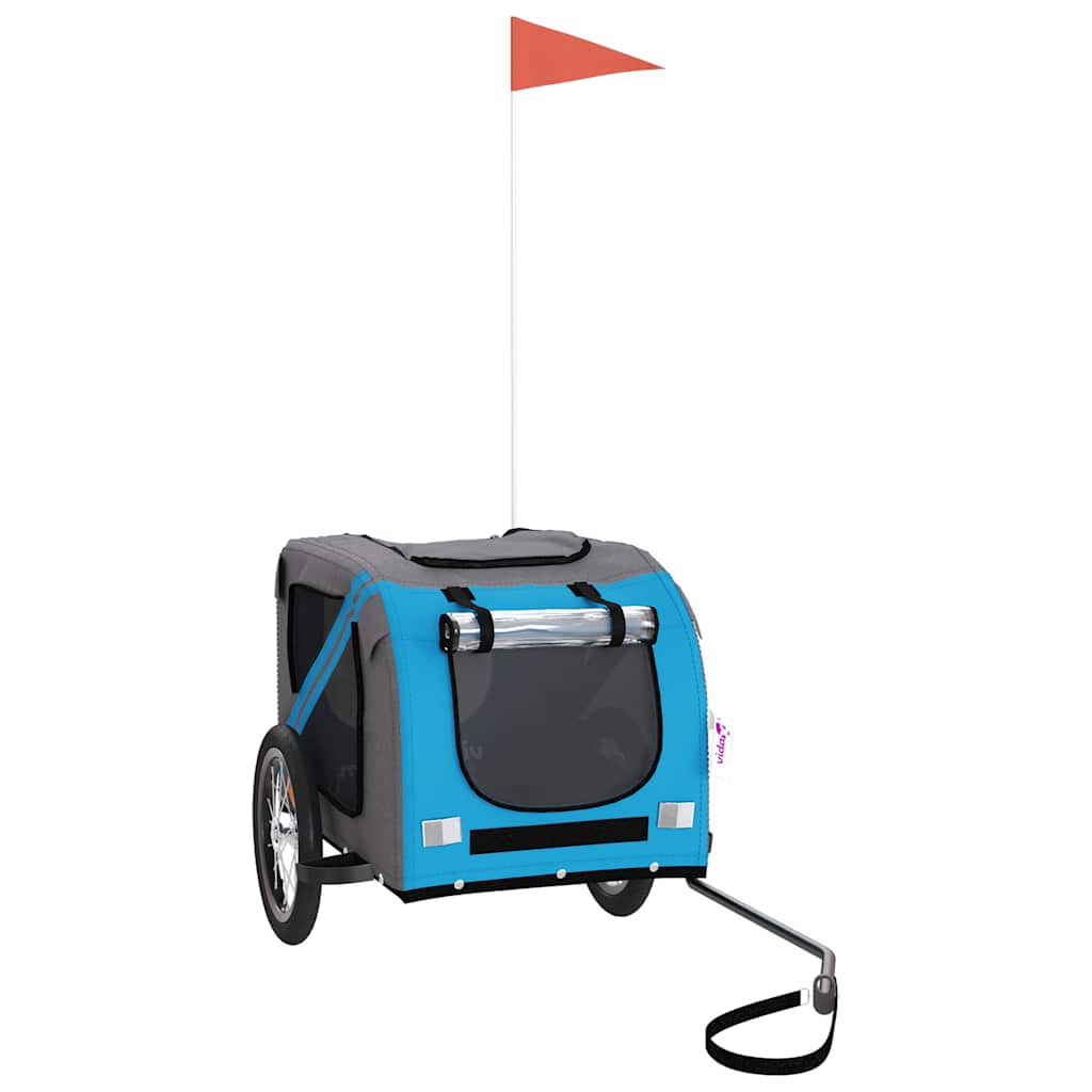 VidaXL remorque vélo pour chien tissu oxford et fer bleu et gris