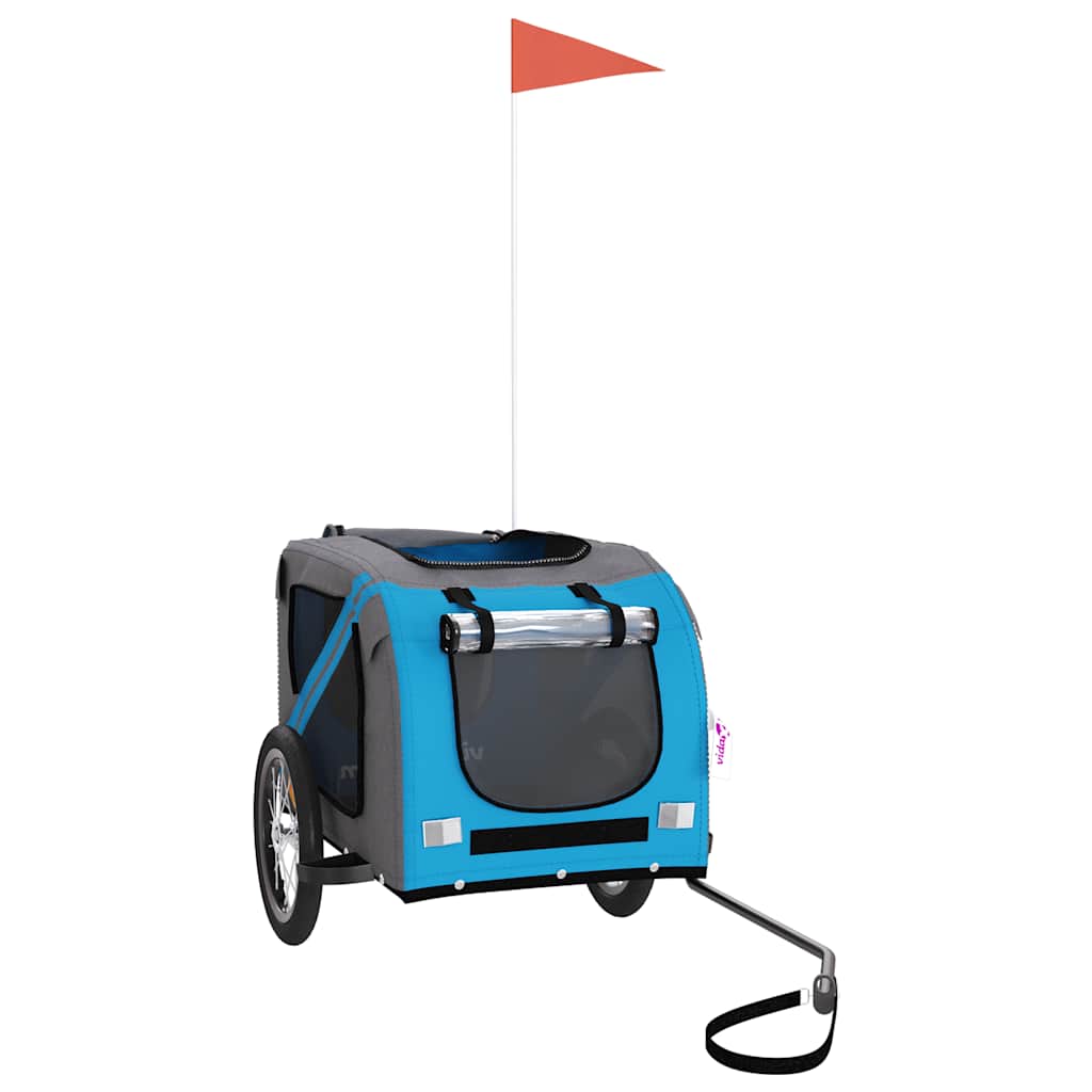 VidaXL remorque vélo pour chien tissu oxford et fer bleu et gris