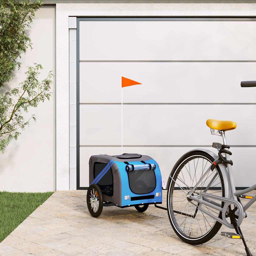 VidaXL remorque vélo pour chien tissu oxford et fer bleu et gris