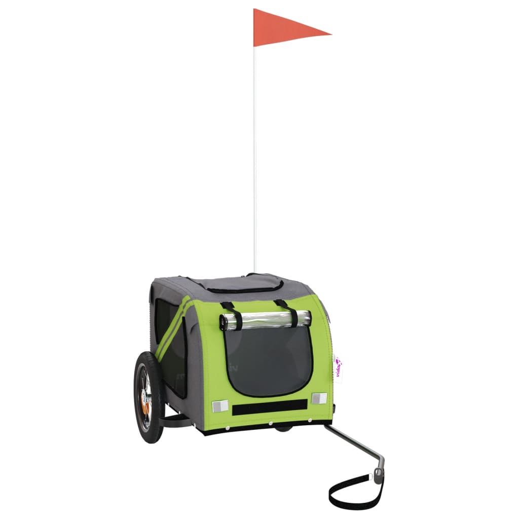 VidaXL remorque vélo pour chien tissu oxford et fer vert et gris