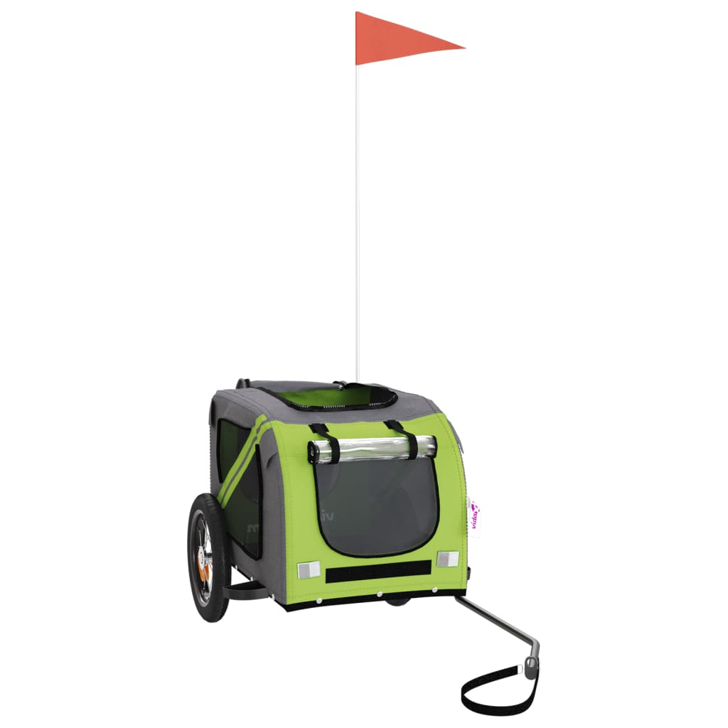 VidaXL remorque vélo pour chien tissu oxford et fer vert et gris