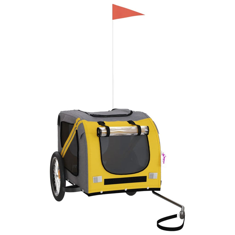 Vidaxl Dog Bike Trailer Oxford Fabric et Fon Jaune et Gray
