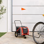Vidaxl Dog Bike Trailer Oxford Fabric et Iron Orange and Black - afbeelding 1