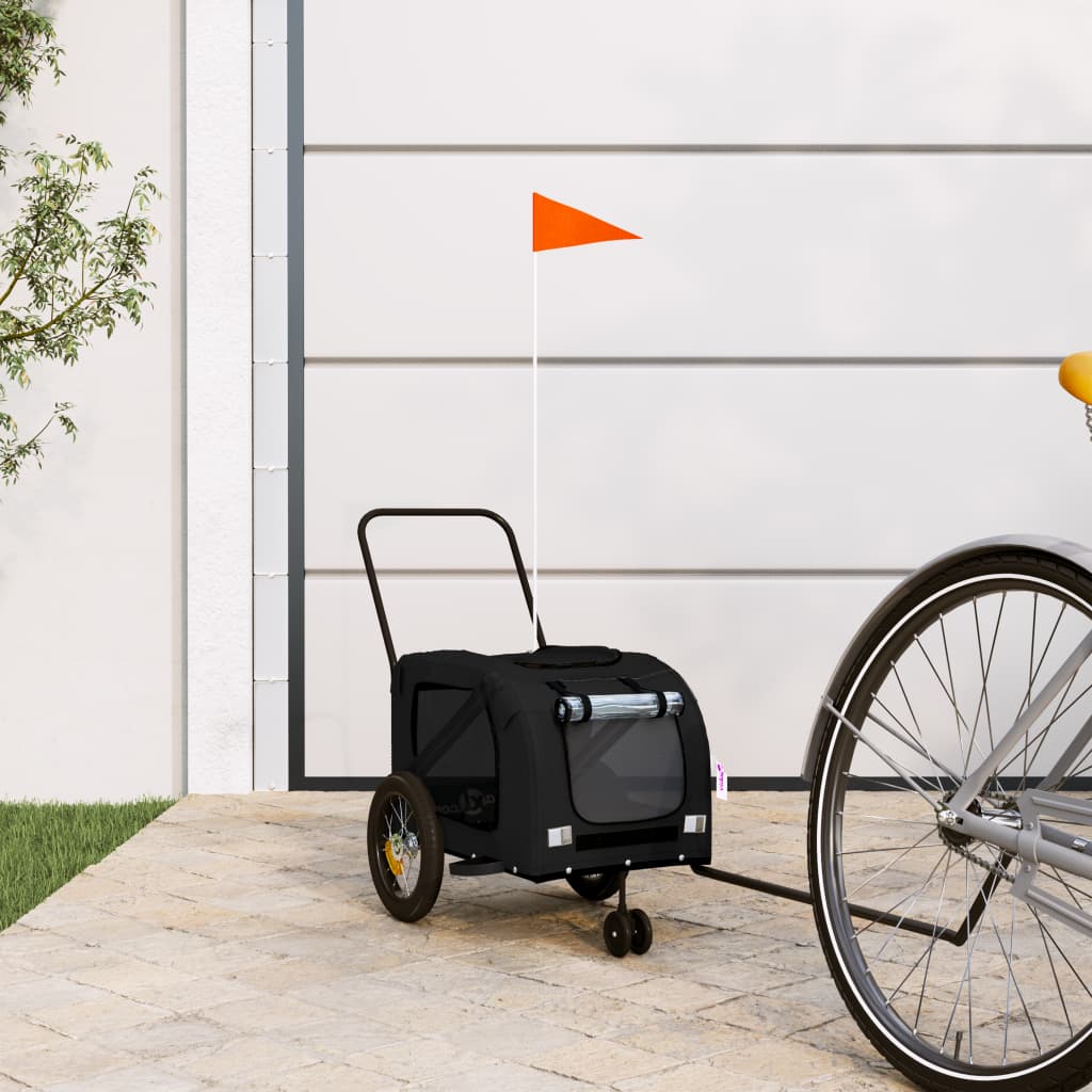 Vidaxl Dog Bike Trailer Oxford Fabric et Iron Black
