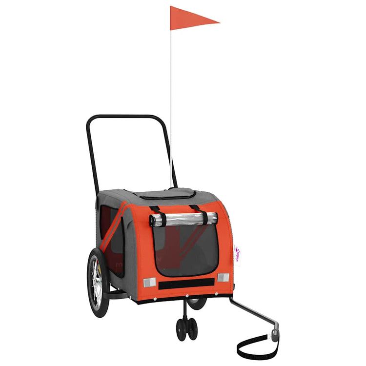 VidaXL remorque à vélo pour animaux de compagnie, tissu oxford orange et gris et fer