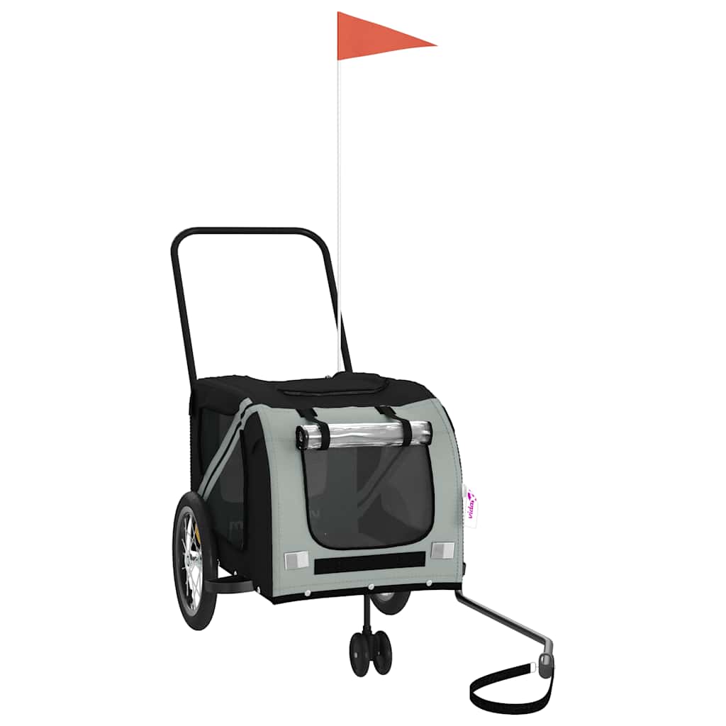 VidaXL remorque vélo pour animaux de compagnie tissu oxford gris et noir et fer