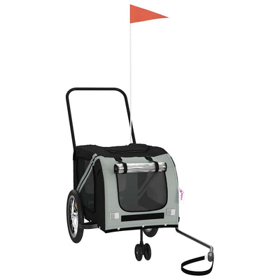 VidaXL remorque vélo pour animaux de compagnie tissu oxford gris et noir et fer
