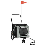 VidaXL remorque vélo pour animaux de compagnie tissu oxford gris et noir et fer - afbeelding 2