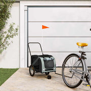 VidaXL remorque vélo pour animaux de compagnie tissu oxford gris et noir et fer - afbeelding 1