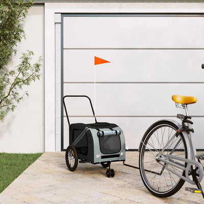 VidaXL remorque vélo pour animaux de compagnie tissu oxford gris et noir et fer