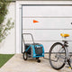 VidaXL remorque à vélo pour animaux de compagnie, tissu oxford bleu et gris et fer