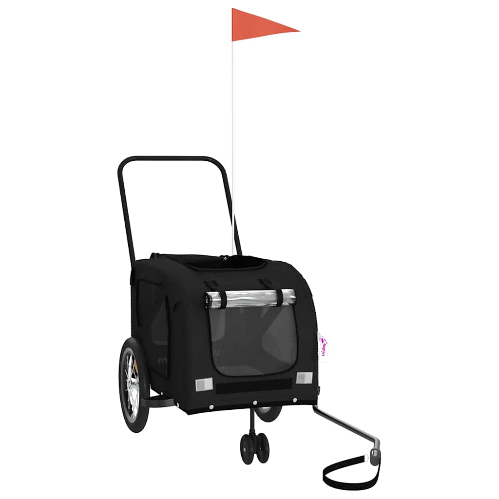 VidaXL remorque vélo pour animaux de compagnie tissu oxford noir et fer