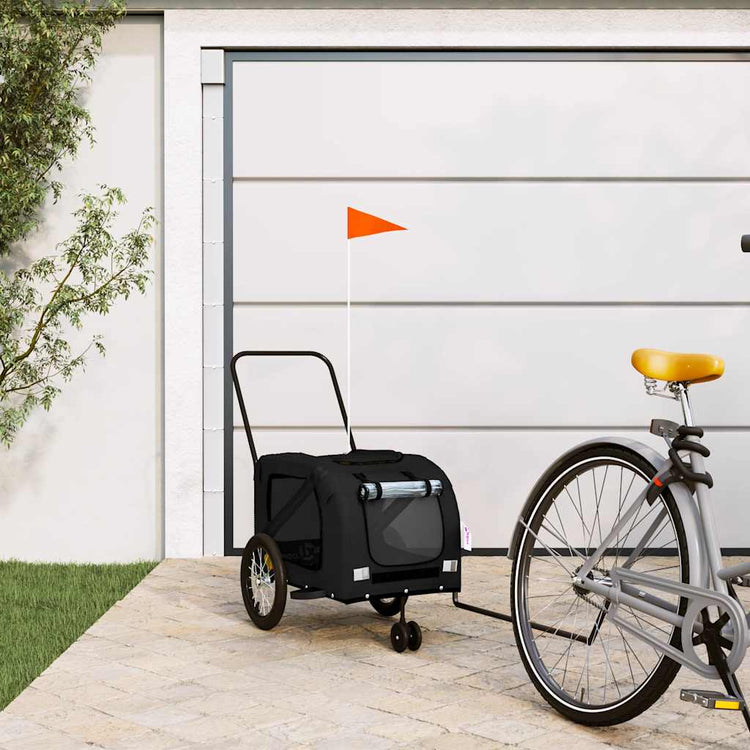 VidaXL remorque vélo pour animaux de compagnie tissu oxford noir et fer