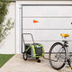VidaXL remorque à vélo pour animaux de compagnie, tissu oxford vert et gris et fer