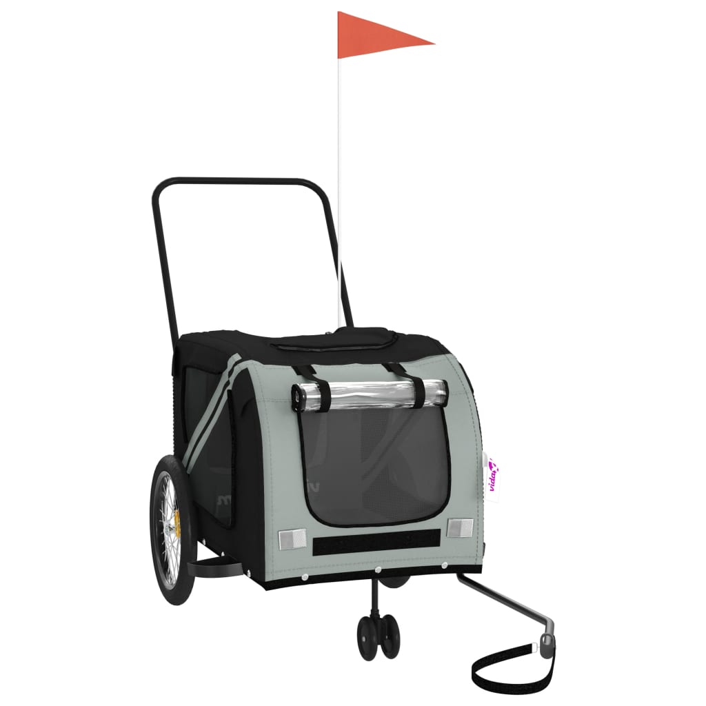 Vidaxl Dog Bike Trailer Oxford Fabric et Fer Grey and Black