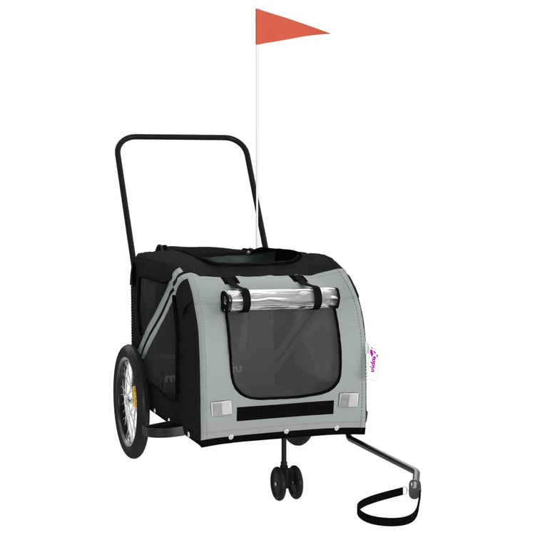 Vidaxl Dog Bike Trailer Oxford Fabric et Fer Grey and Black