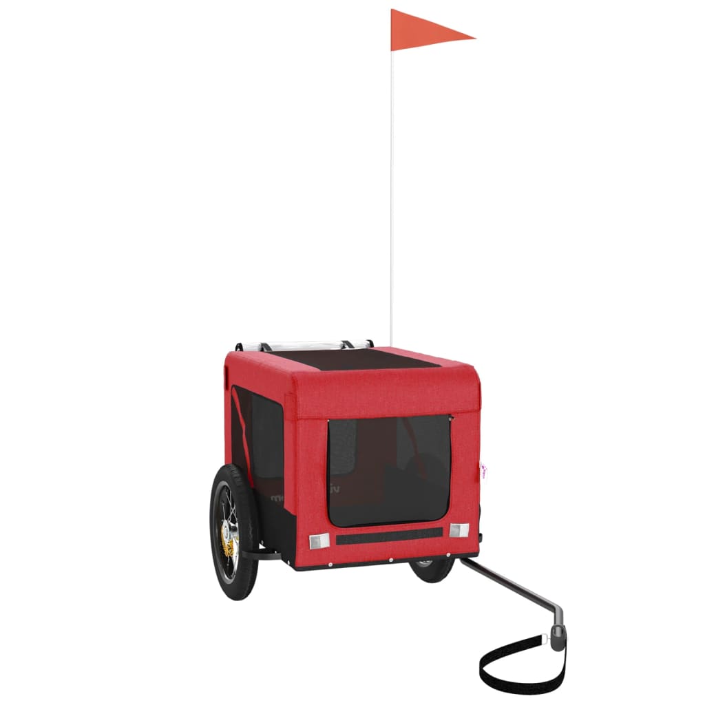 Vidaxl Dog Bike Trailer Oxford Fabric et Fer Rouge et noir
