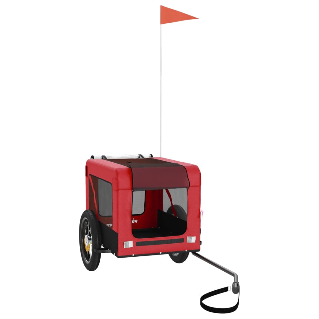 Vidaxl Dog Bike Trailer Oxford Fabric et Fer Rouge et noir