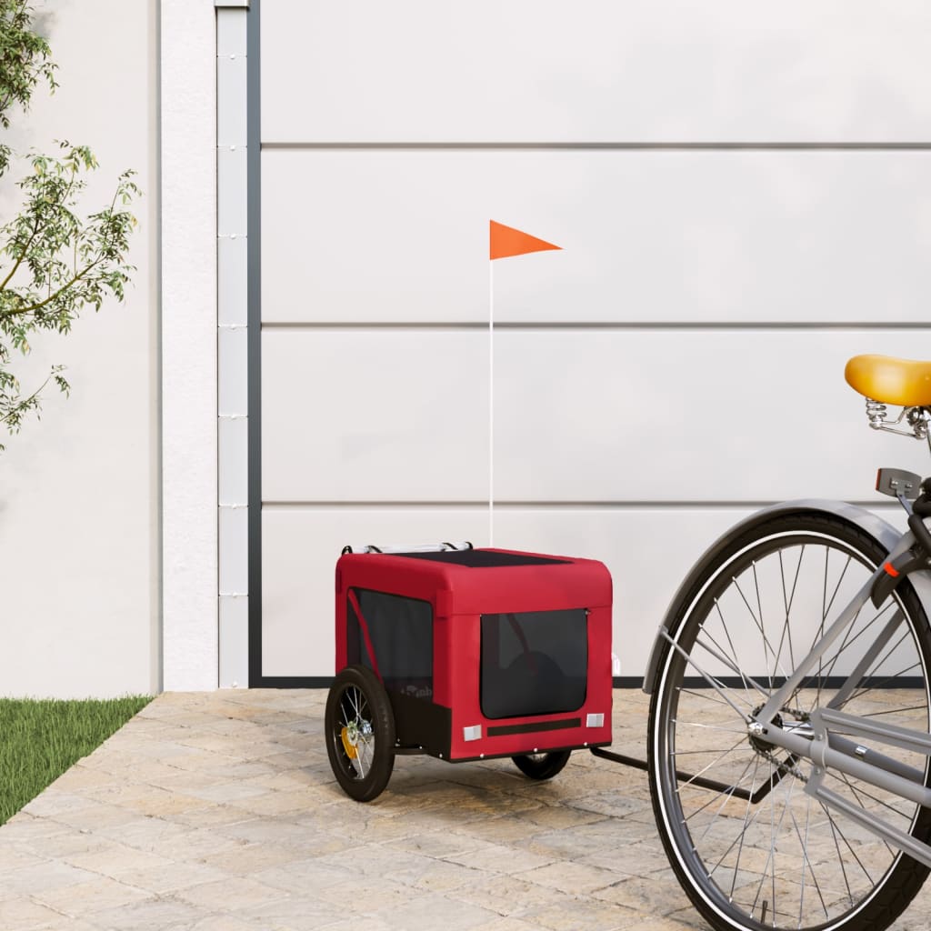 Vidaxl Dog Bike Trailer Oxford Fabric et Fer Rouge et noir