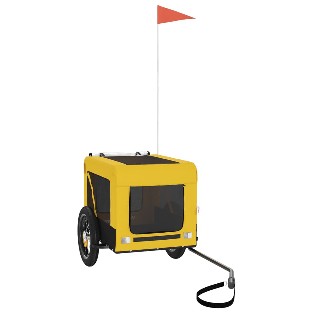Vidaxl Dog Bike Trailer Oxford Fabric et Fon Jaune et noir