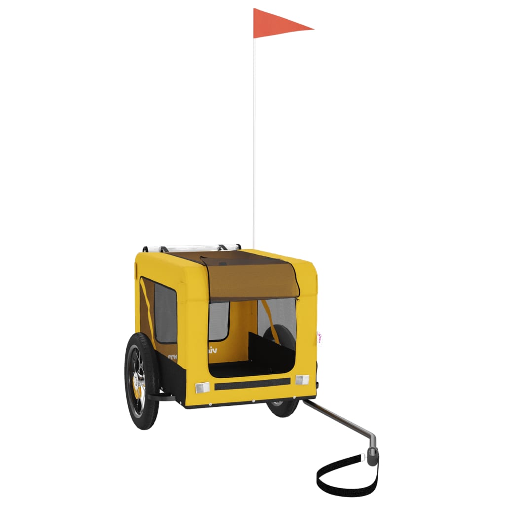 Vidaxl Dog Bike Trailer Oxford Fabric et Fon Jaune et noir