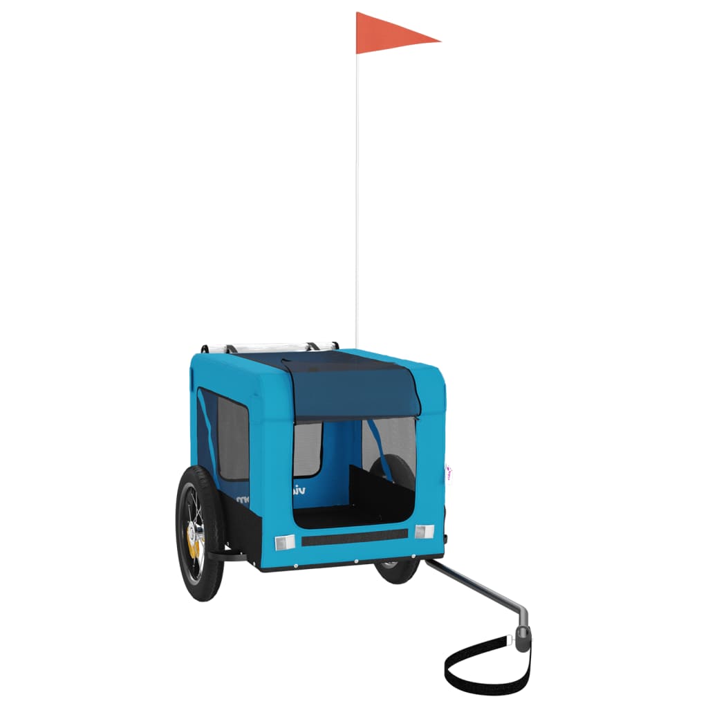 Vidaxl Dog Bike Trailer Oxford Fabric et Fer Bleu et noir