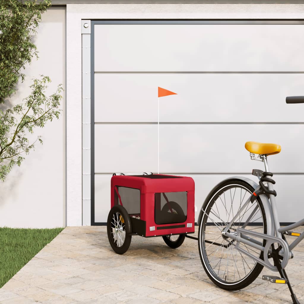 Vidaxl Dog Bike Trailer Oxford Fabric et Fer Rouge et noir