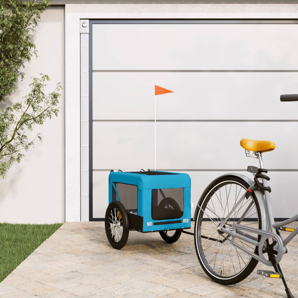 Vidaxl Dog Bike Trailer Oxford Fabric et Fer Bleu et noir