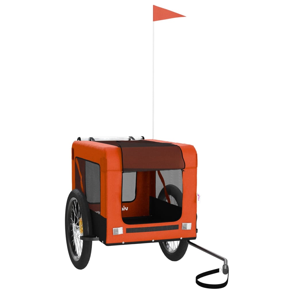 Vidaxl Dog Bike Trailer Oxford Fabric et Iron Orange and Black