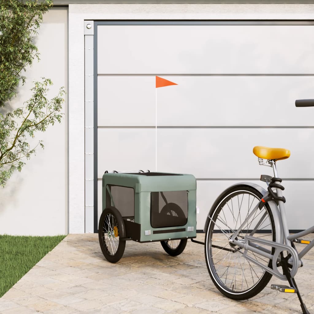 Vidaxl Dog Bike Trailer Oxford Fabric et Fer Grey and Black