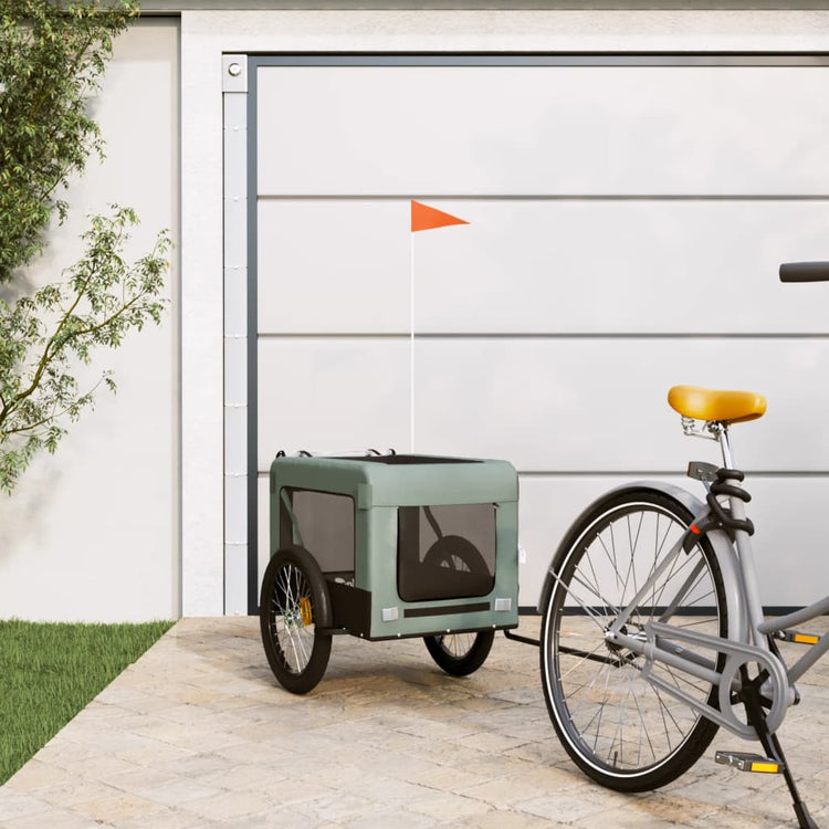Vidaxl Dog Bike Trailer Oxford Fabric et Fer Grey and Black