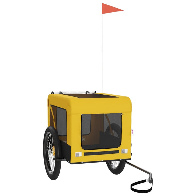 Vidaxl Dog Bike Trailer Oxford Fabric et Fon Jaune et noir