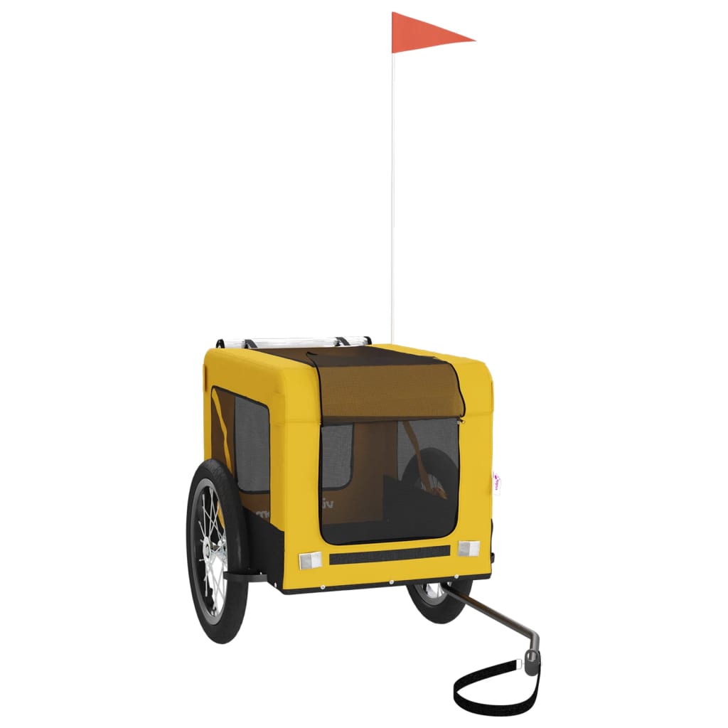Vidaxl Dog Bike Trailer Oxford Fabric et Fon Jaune et noir