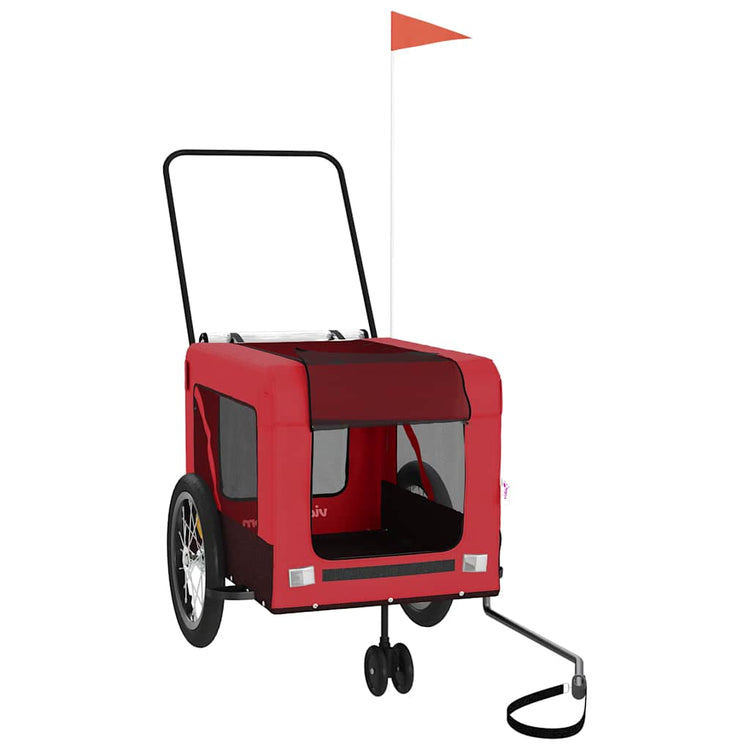 VidaXL remorque vélo pour chien tissu oxford et fer rouge et noir