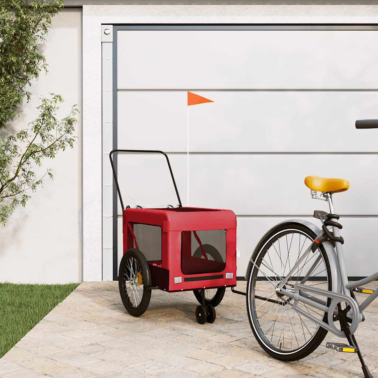 VidaXL remorque vélo pour chien tissu oxford et fer rouge et noir