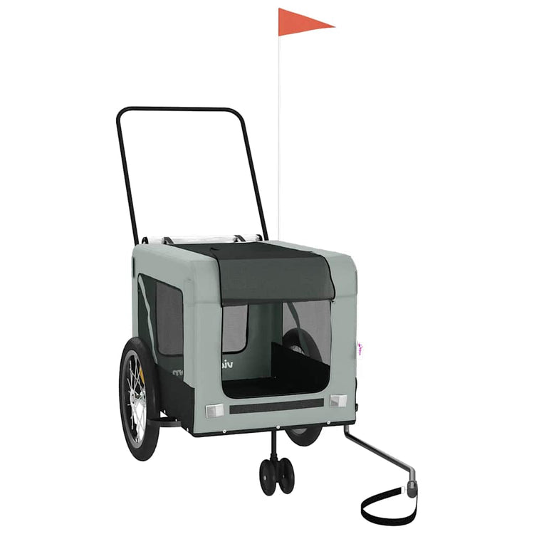Vidaxl Dog Bike Trailer Oxford Fabric et Fer Grey and Black