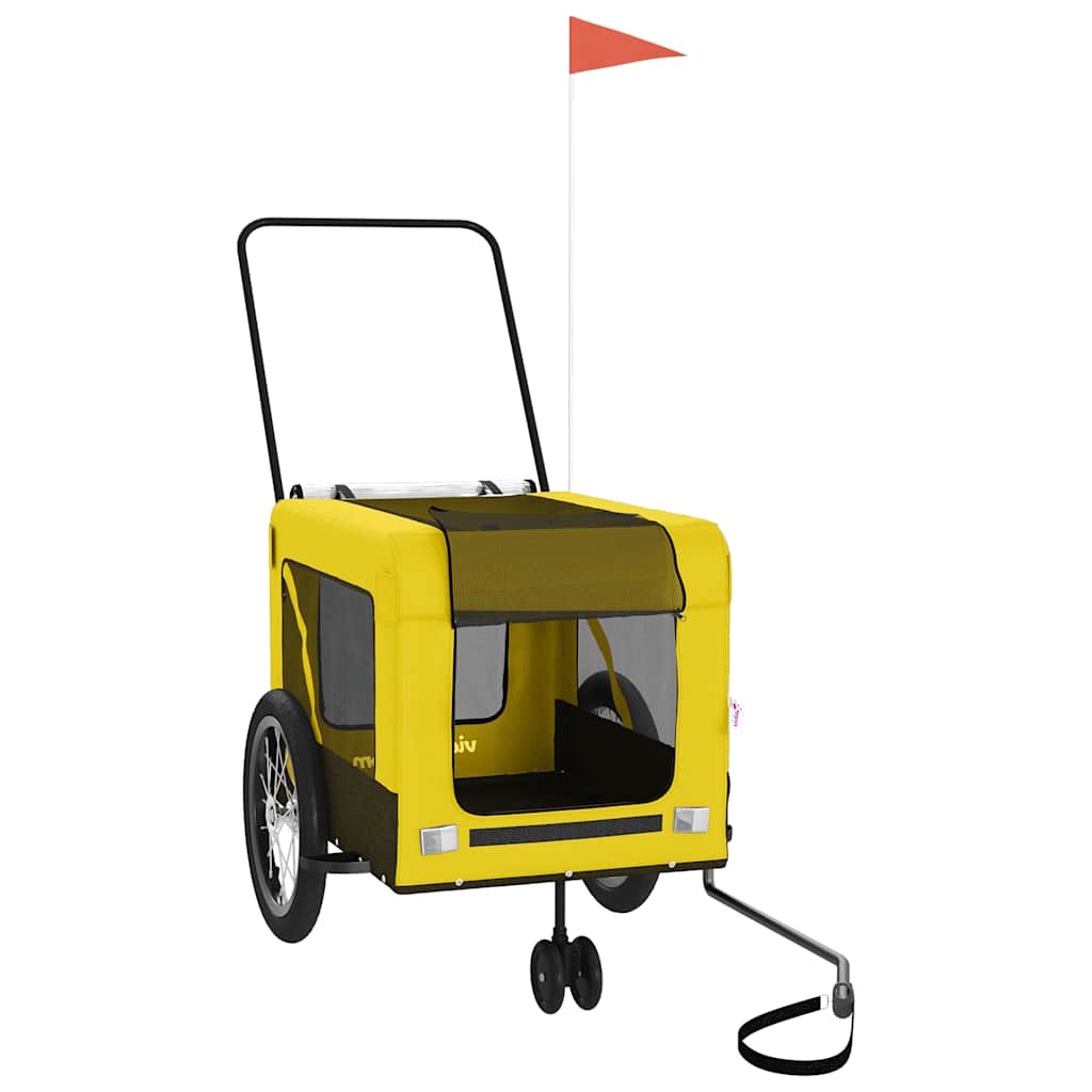 VidaXL remorque vélo pour chien tissu oxford et fer jaune et noir
