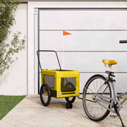 VidaXL remorque vélo pour chien tissu oxford et fer jaune et noir - afbeelding 1