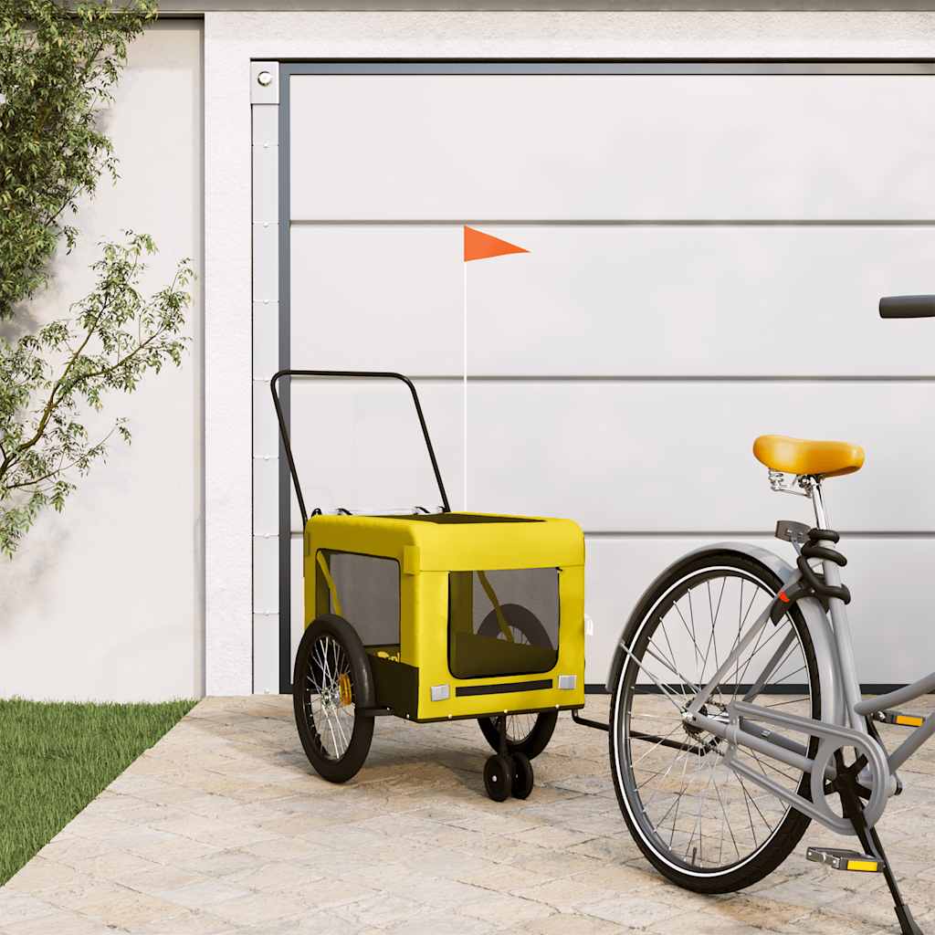 VidaXL remorque vélo pour chien tissu oxford et fer jaune et noir