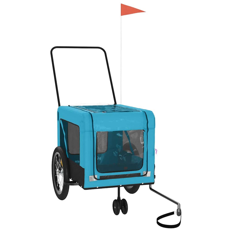 Vidaxl Dog Bike Trailer Oxford Fabric et Fer Bleu et noir