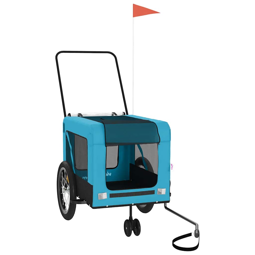 Vidaxl Dog Bike Trailer Oxford Fabric et Fer Bleu et noir