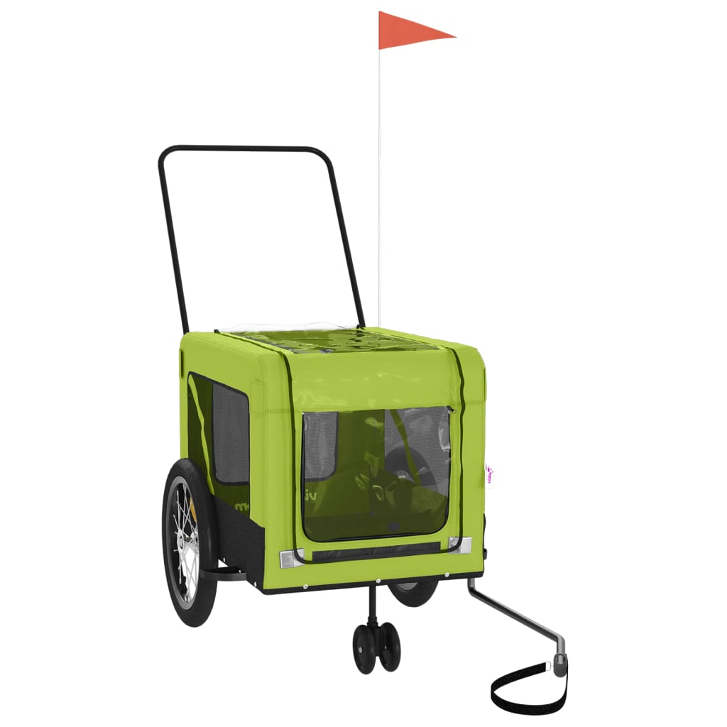 Vidaxl Dog Bike Trailer Oxford Fabric et Green et noir