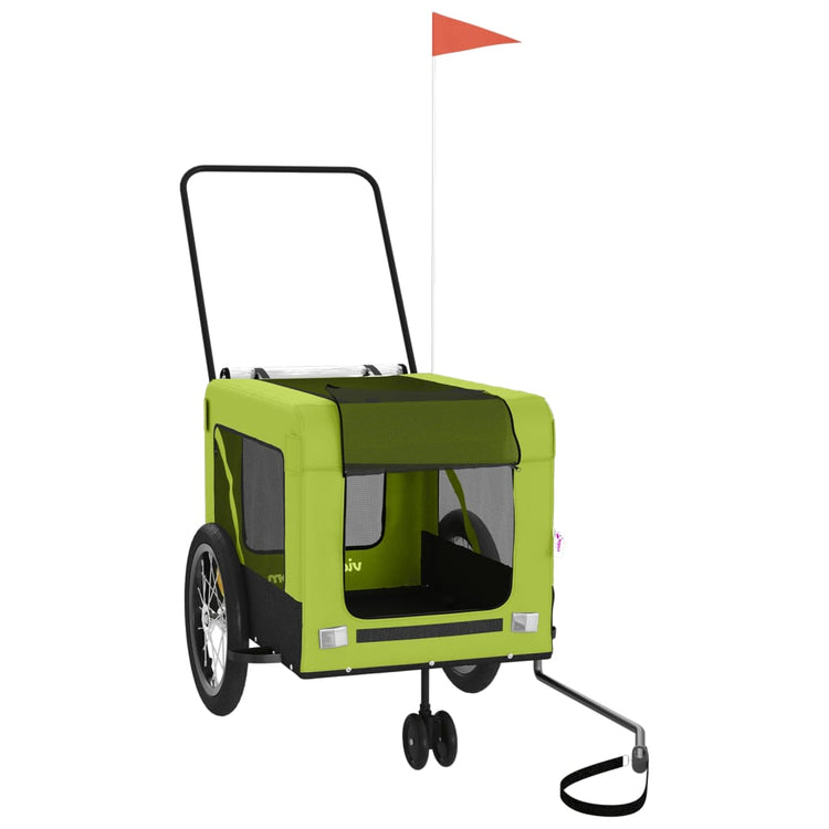Vidaxl Dog Bike Trailer Oxford Fabric et Green et noir