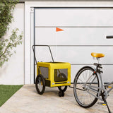 Vidaxl Dog Bike Trailer Oxford Fabric et Fon Jaune et noir - afbeelding 1